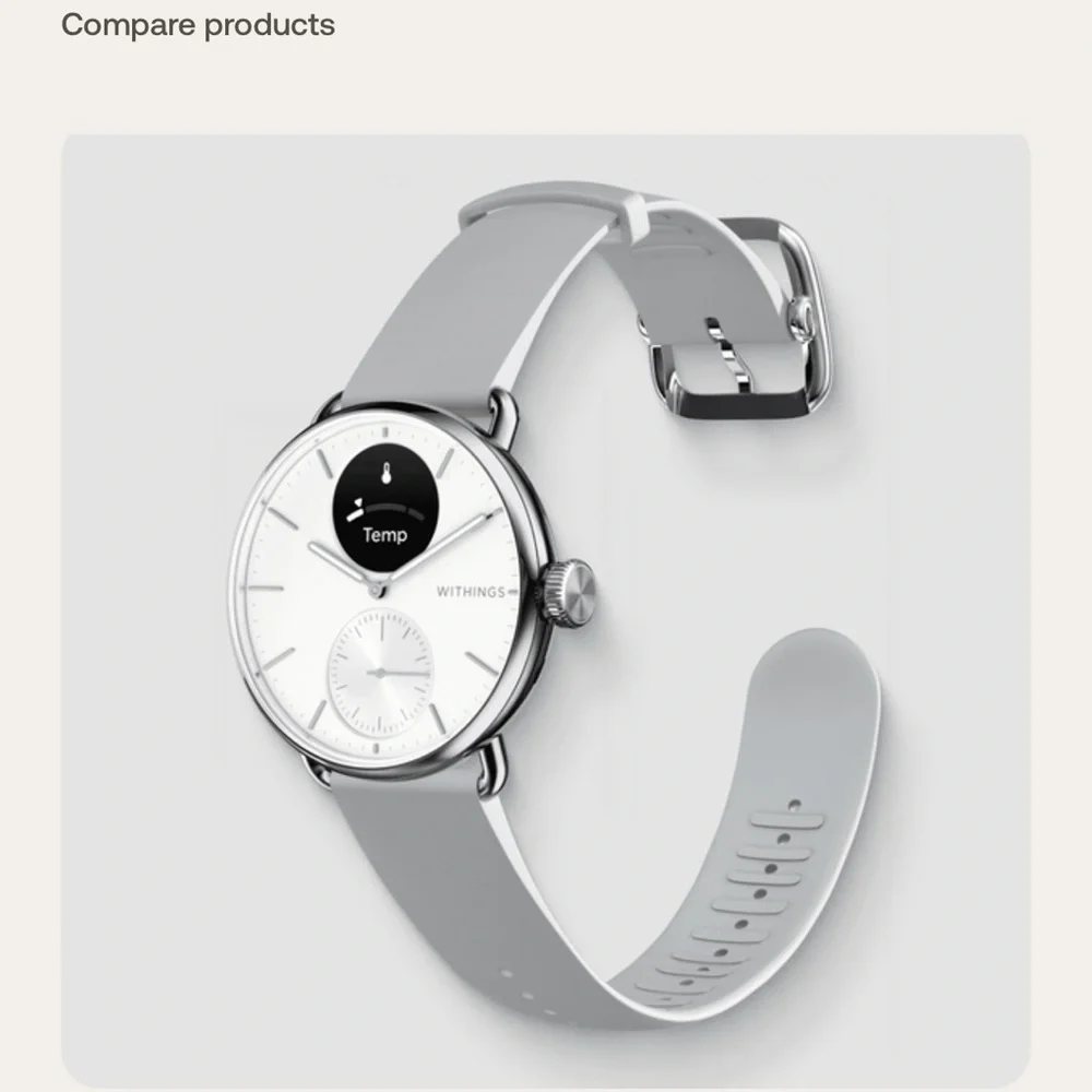 Withings Steel HR Hybrid Smartwatch — Silver Case with Light Gray Strap